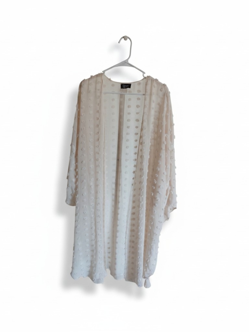 Sheer Swiss Dot Kimono Cardigan - White